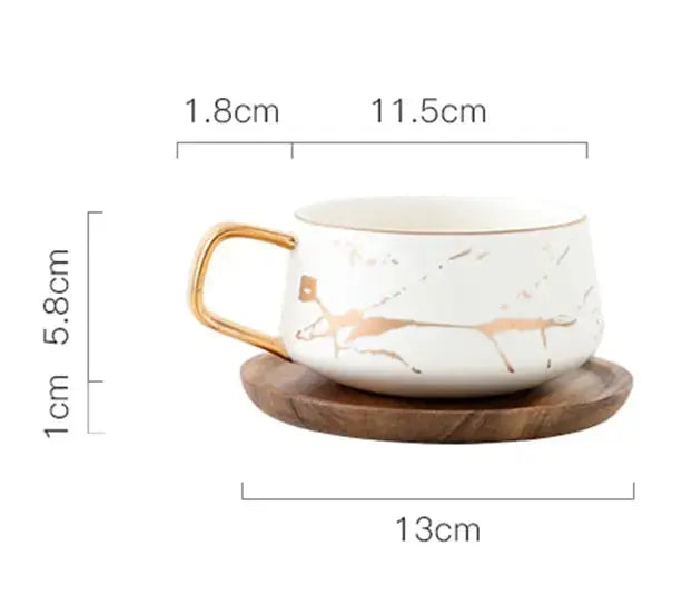 Maliben | Marble Pattern Coffee Mug with Gold Decoration