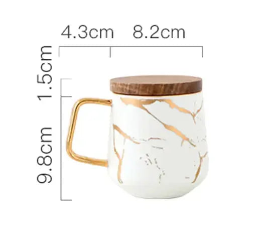 Maliben | Marble Pattern Coffee Mug with Gold Decoration