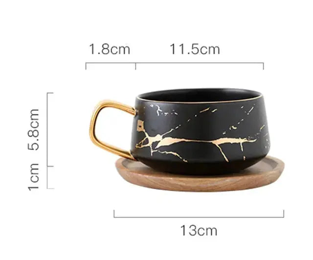 Maliben | Marble Pattern Coffee Mug with Gold Decoration