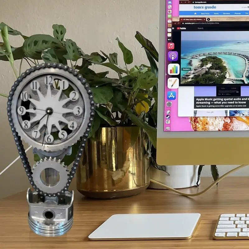 Maliben | Watch chain with movement - Silent rotating table clock
