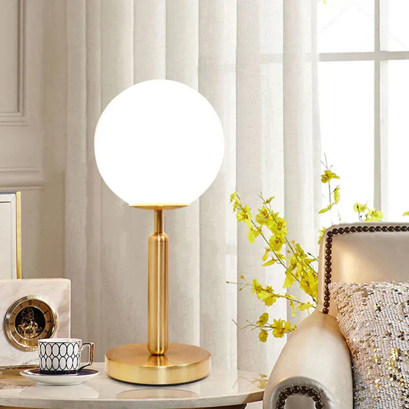 Maliben | Stylish Brass & Glass Led Table Lamp – Glowsphere