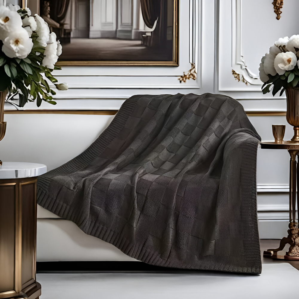 Maliben | Loomvera Plaid | Knitted Blanket Black-White | Soft & Skin-Friendly | For All Seasons
