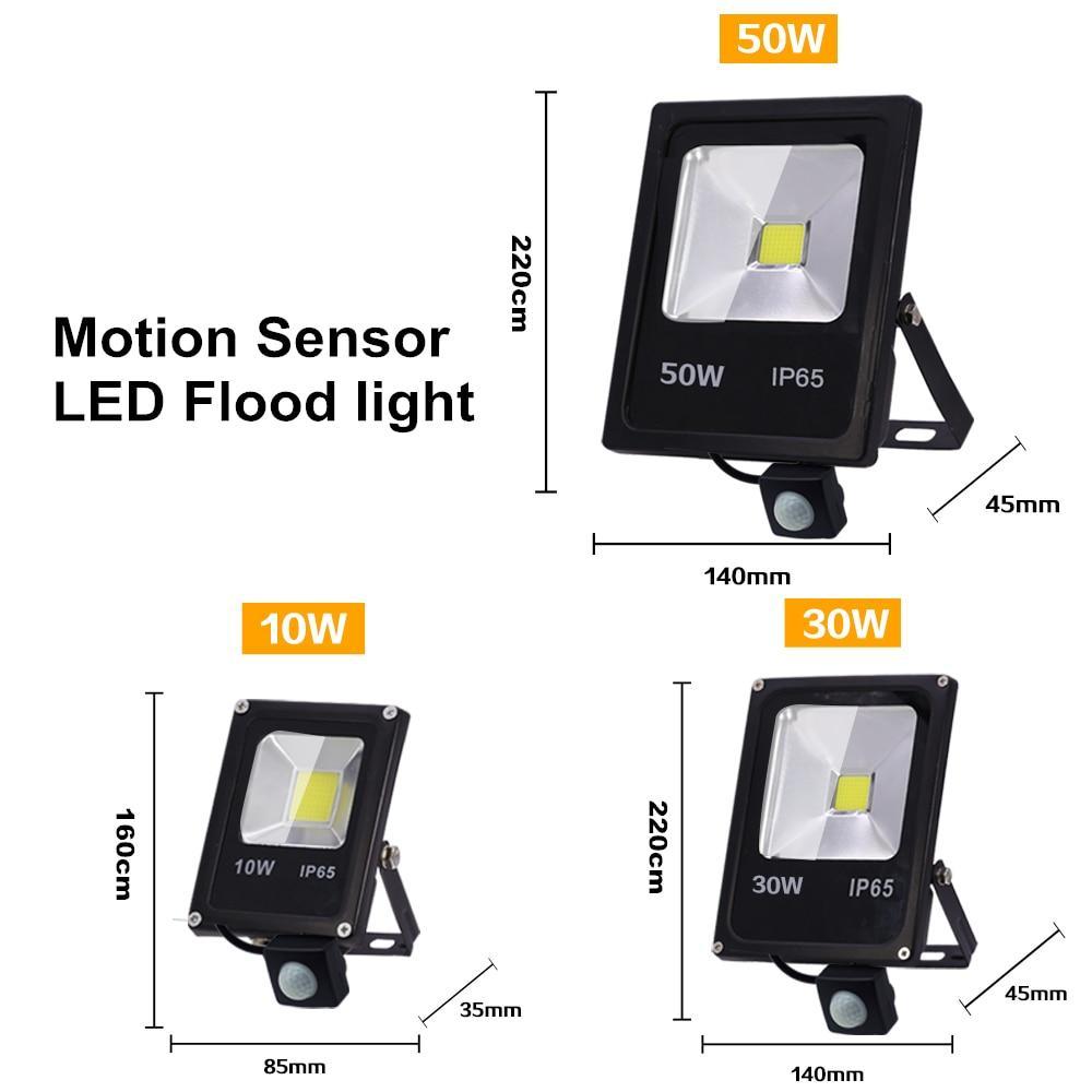Maliben | Motion Sensor Led Flood Light 10w 30w 50w 220v Floodlights Searching Lamp Ip65 Reflector Outdoor Lighting Led Exterior Spotlight