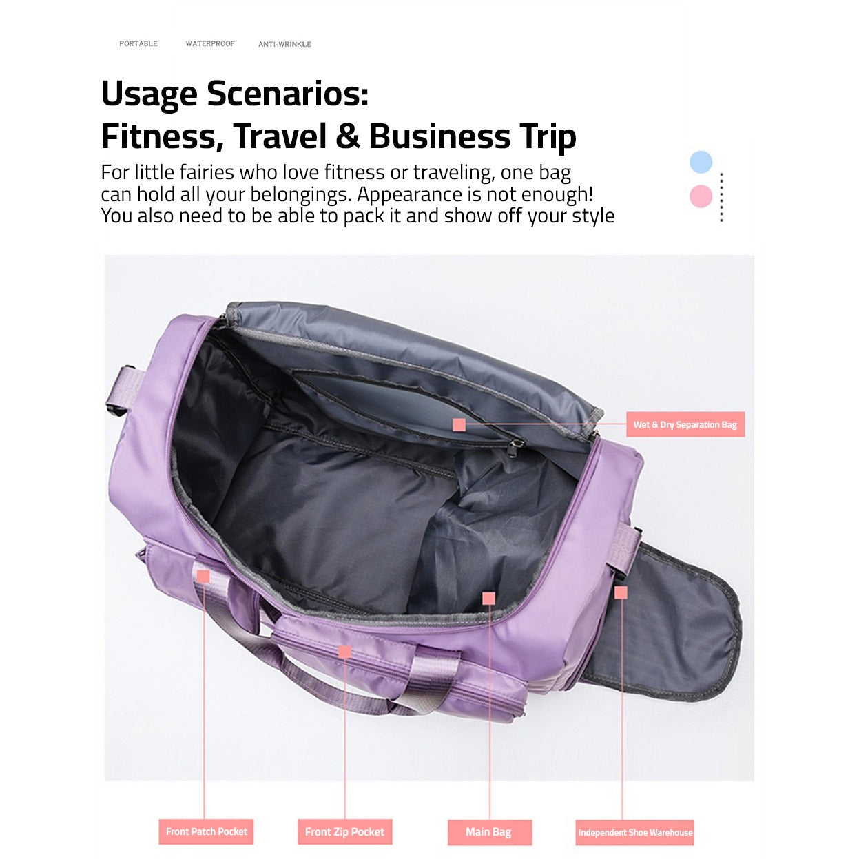 Maliben | Traventix Travel Bag With Multiple Compartments | Waterproof & Lightweight | Sports, Fitness & Weekend Bag For Men & Women