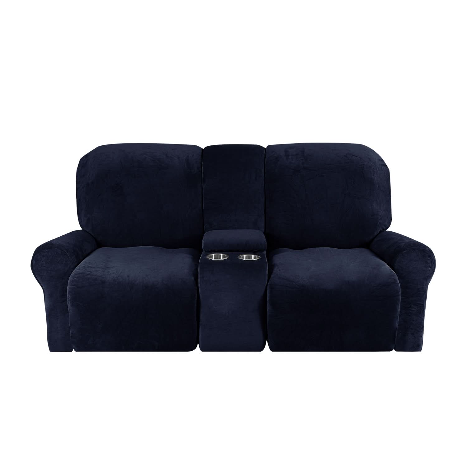 Maliben | 2-Seater Recliner Sofa Cover with Cup Holders – Velvet Plush