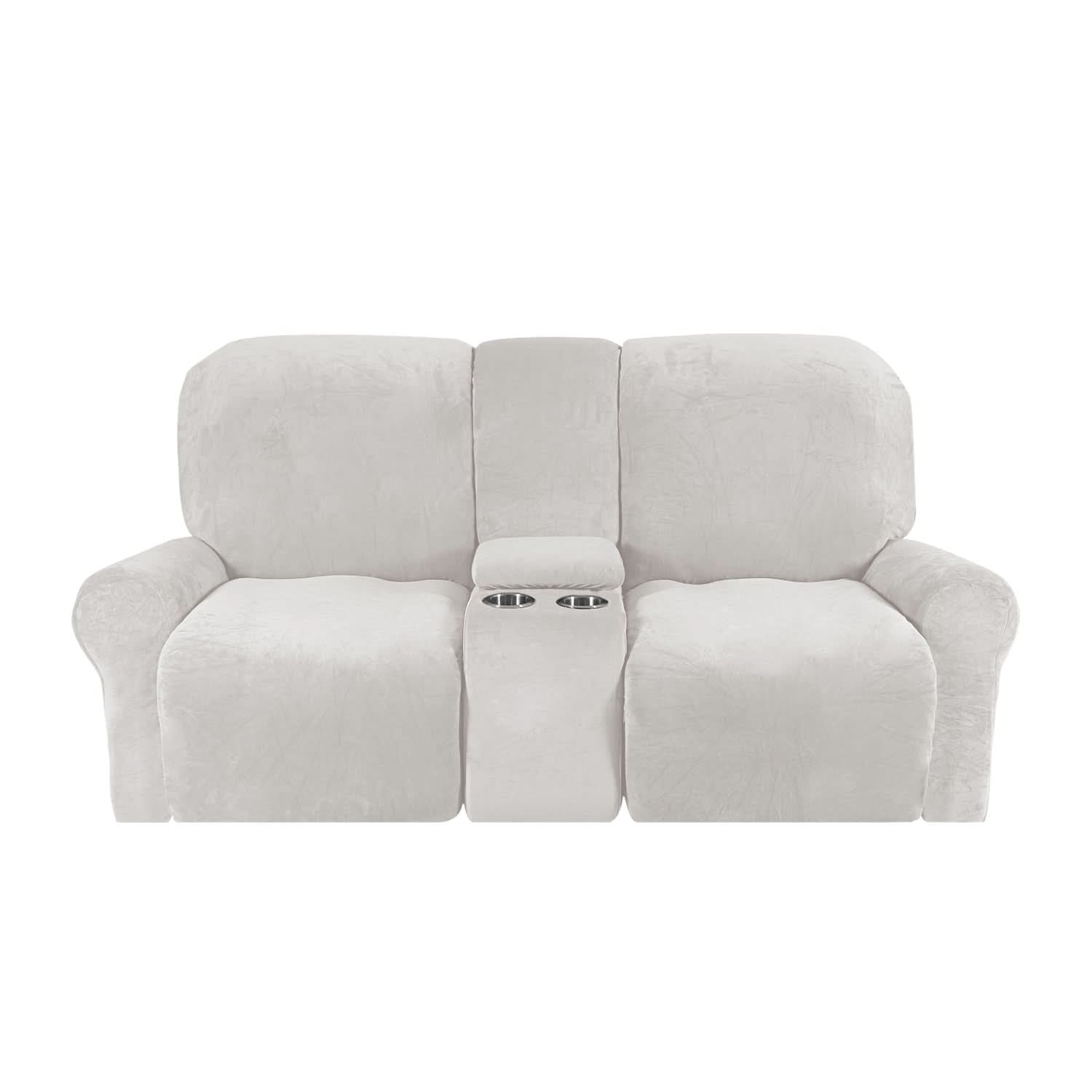 Maliben | 2-Seater Recliner Sofa Cover with Cup Holders – Velvet Plush