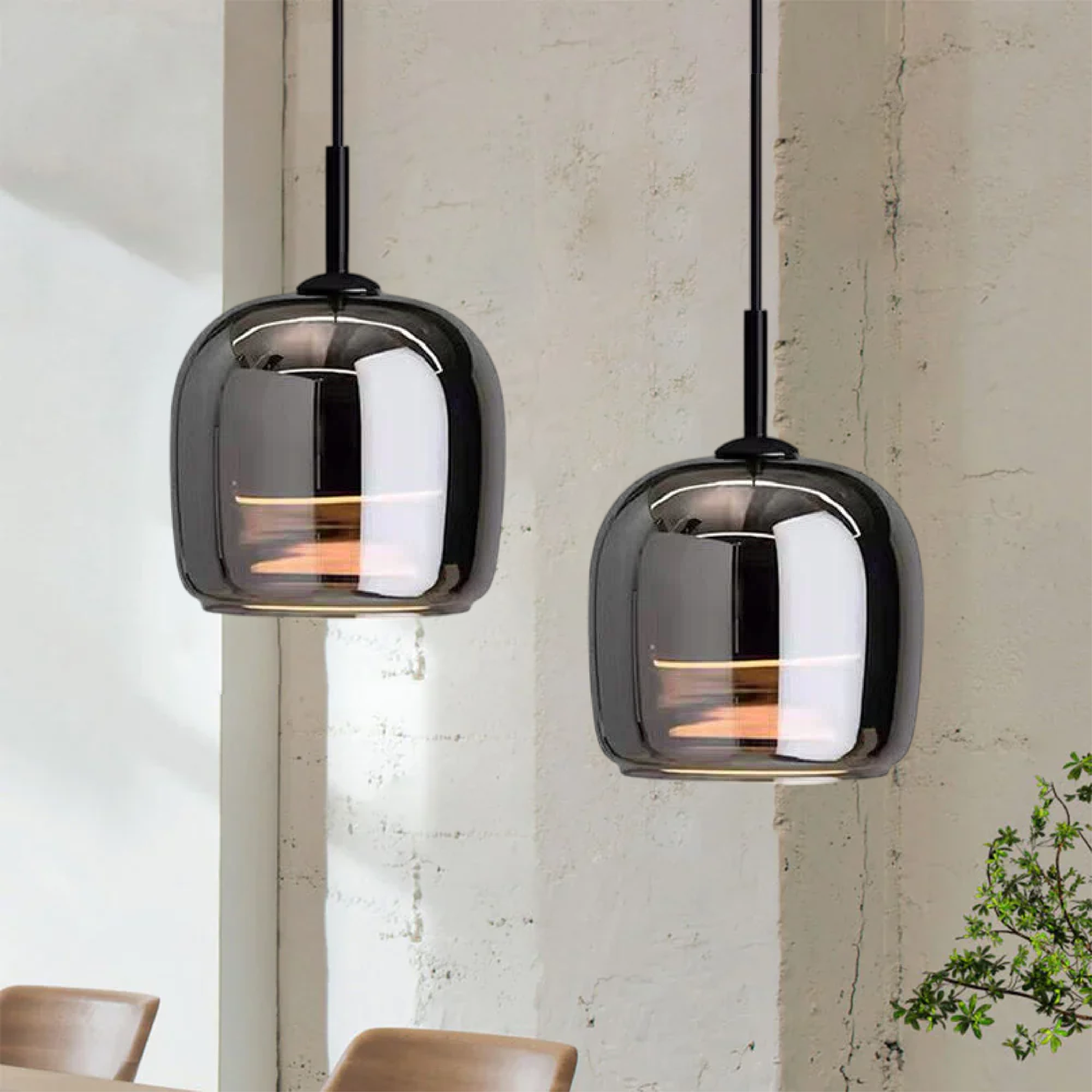 Maliben | Nordic Black Glass Pendant Light Fixture - Modern Hanging Lamp For Kitchen Island & Dining Room