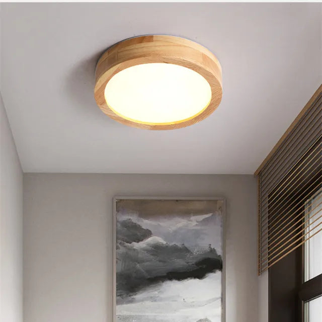 Maliben | Brightlux - Scandinavian Round Wooden Ceiling Lamp