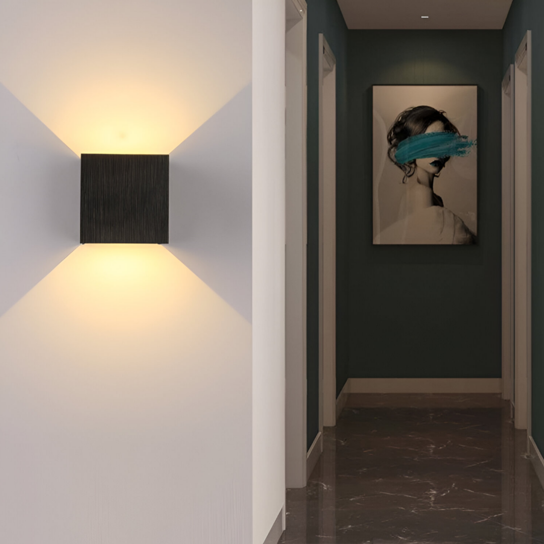 Maliben | Led Wall Lamp Nordivia | Usb & Cable Operation | Double Light Color | Aluminum & Acrylic | 10x10x5 Cm