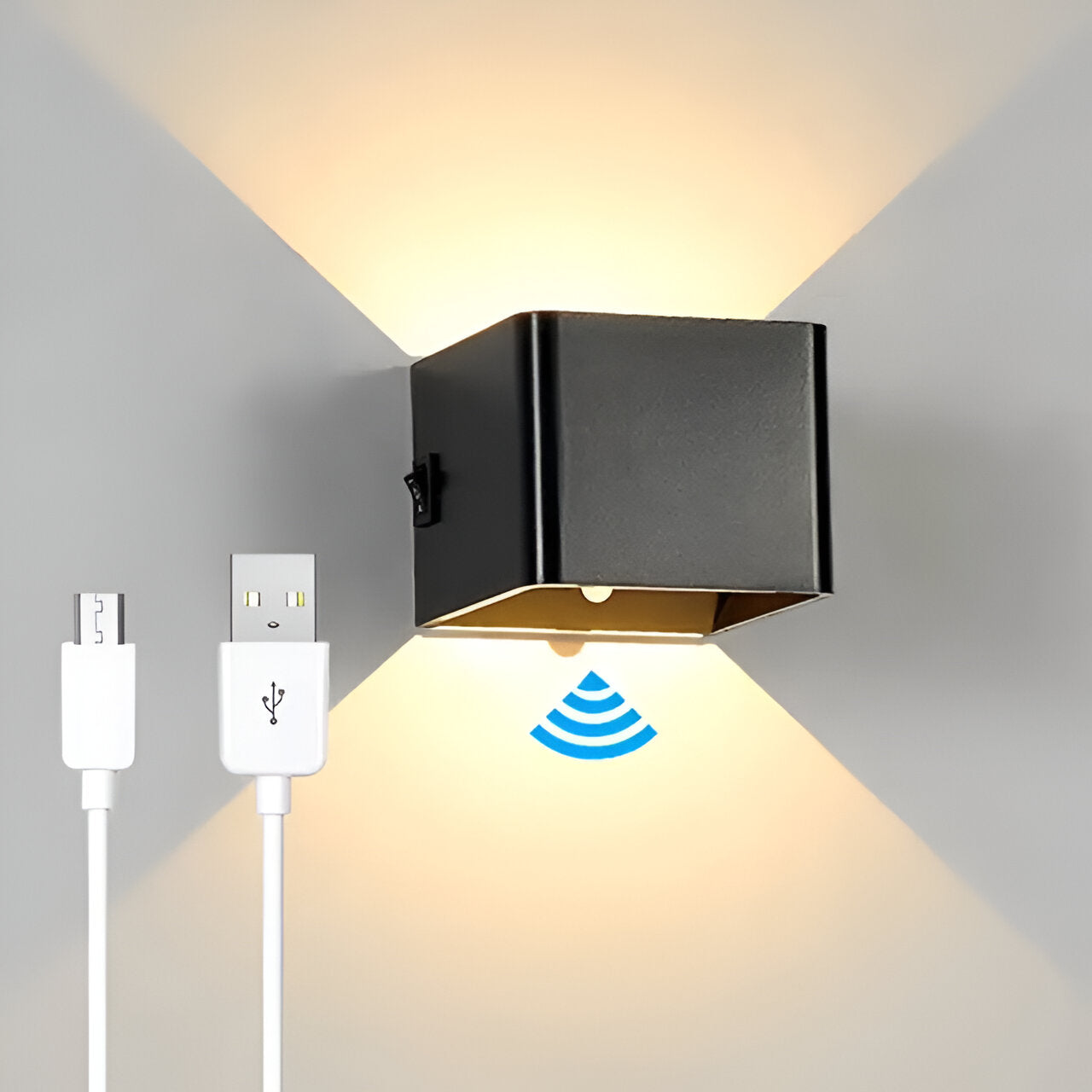 Maliben | Led Wall Lamp Nordivia | Usb & Cable Operation | Double Light Color | Aluminum & Acrylic | 10x10x5 Cm
