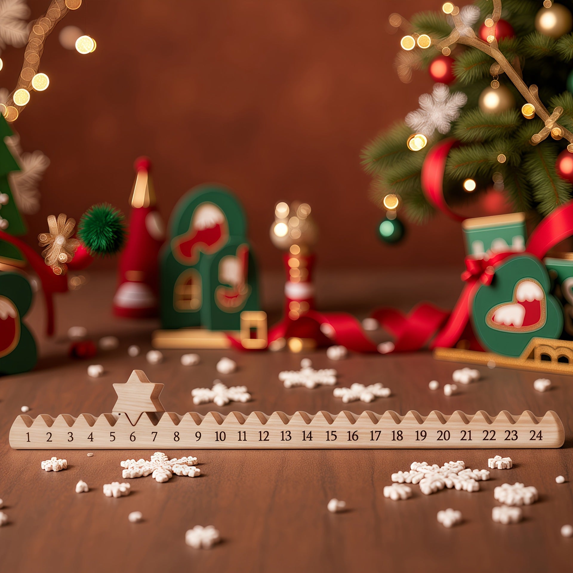 Wooden Santa Claus Climbing Ladder Countdown