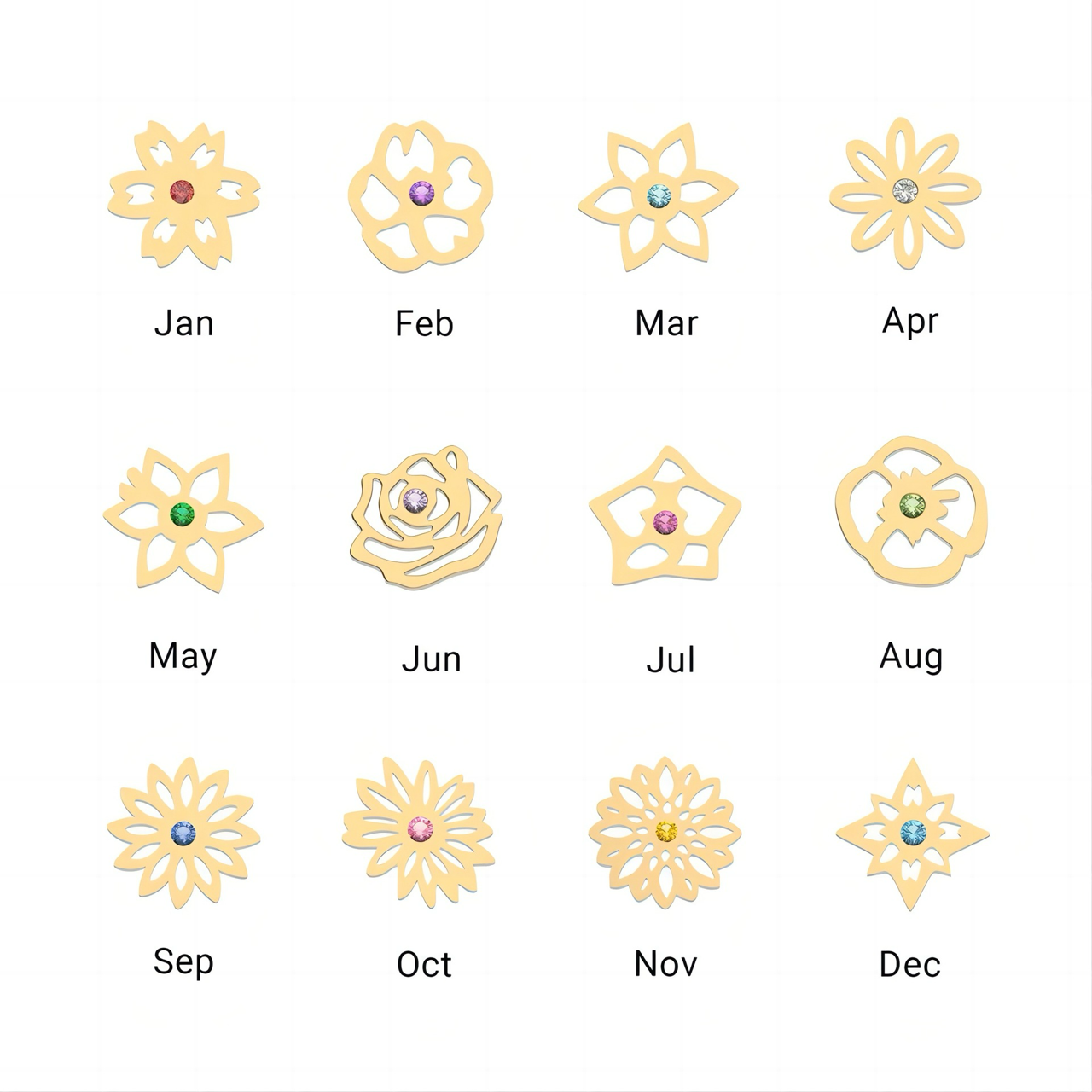 Maliben | Dainty Birth Flower & Birthstone Bracelet