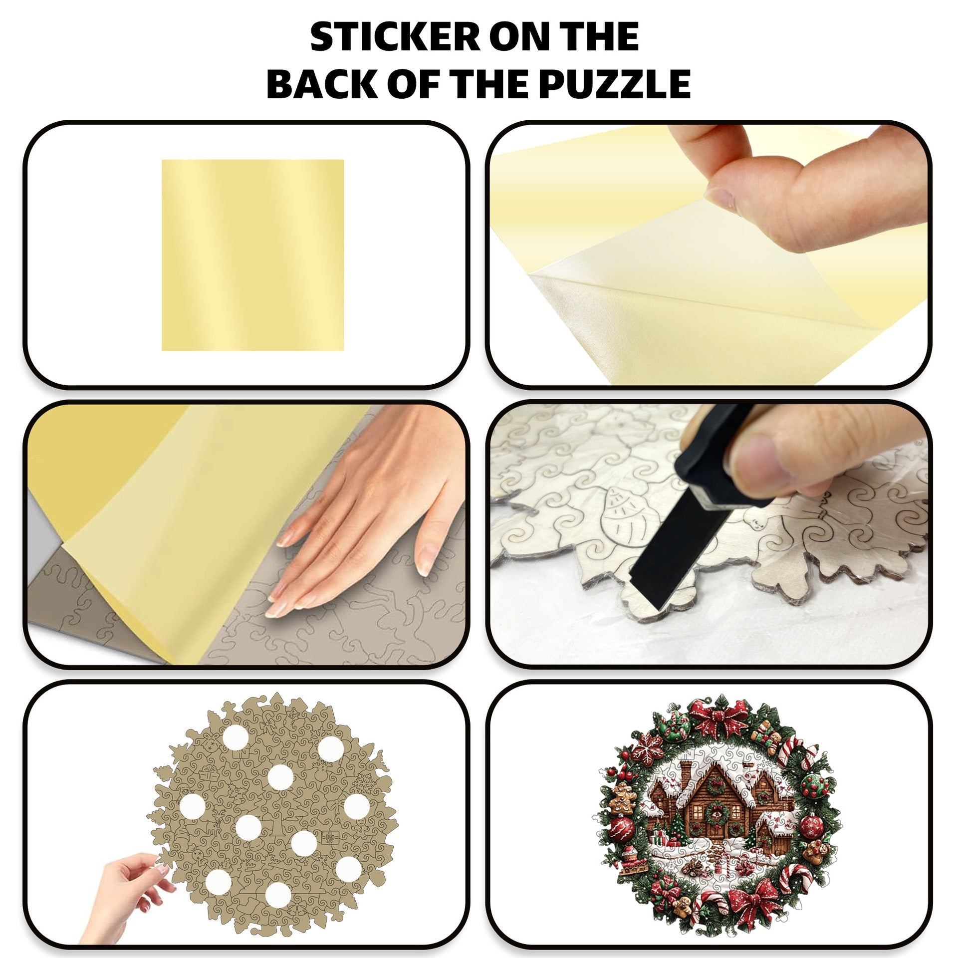 Wooden Irregular Christmas Wreath Piggy Bank Puzzle