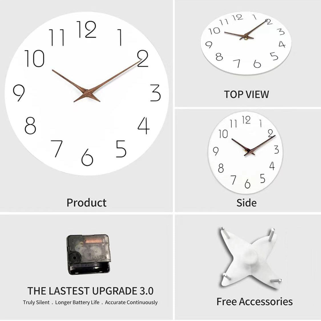 Maliben | Simple Colored Silent Wall Clock 12 Inch
