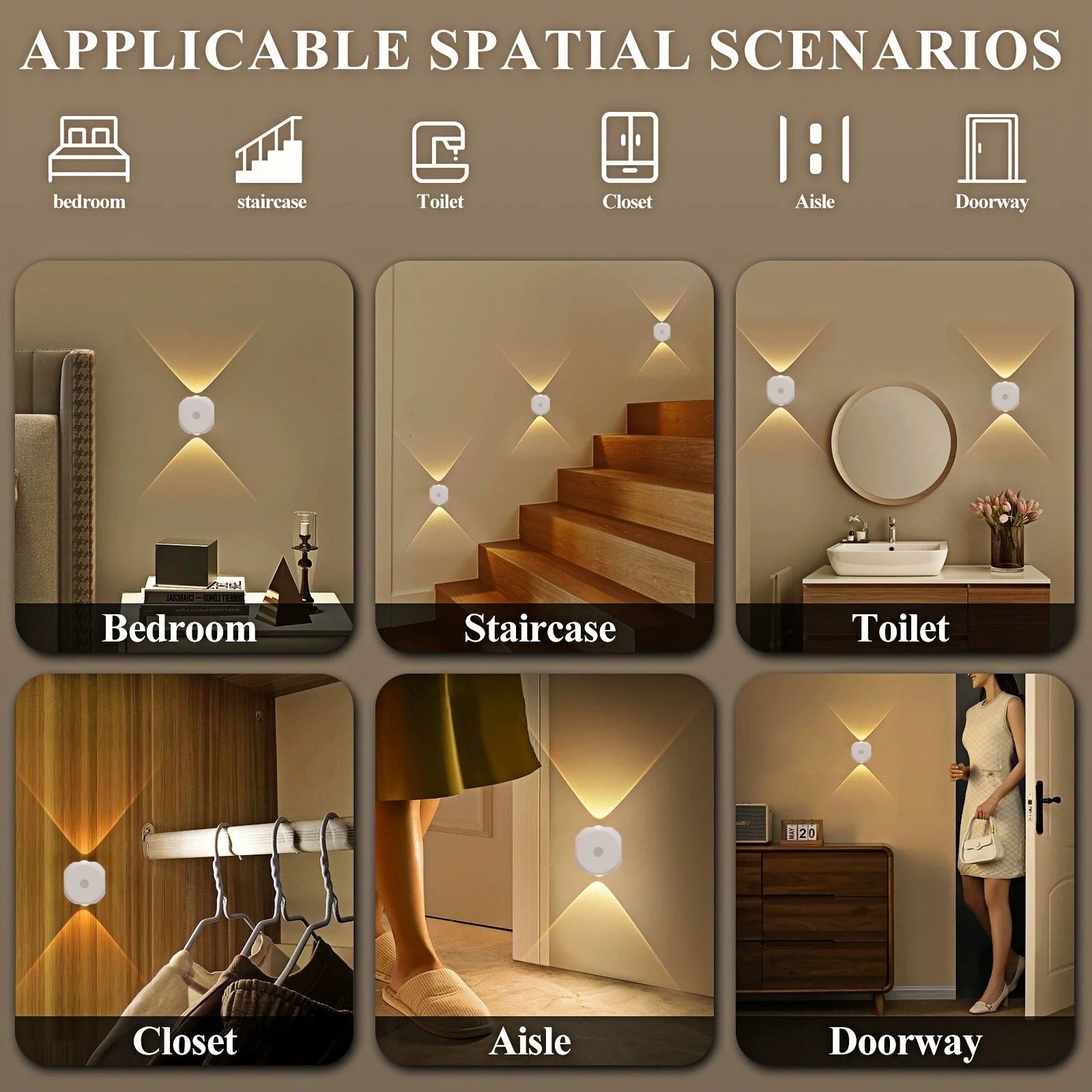 Rechargeable Night Light Smart Motion-Sensing Wall Lamp Bedroom Entrance Stairway Corridor Led Wall Light