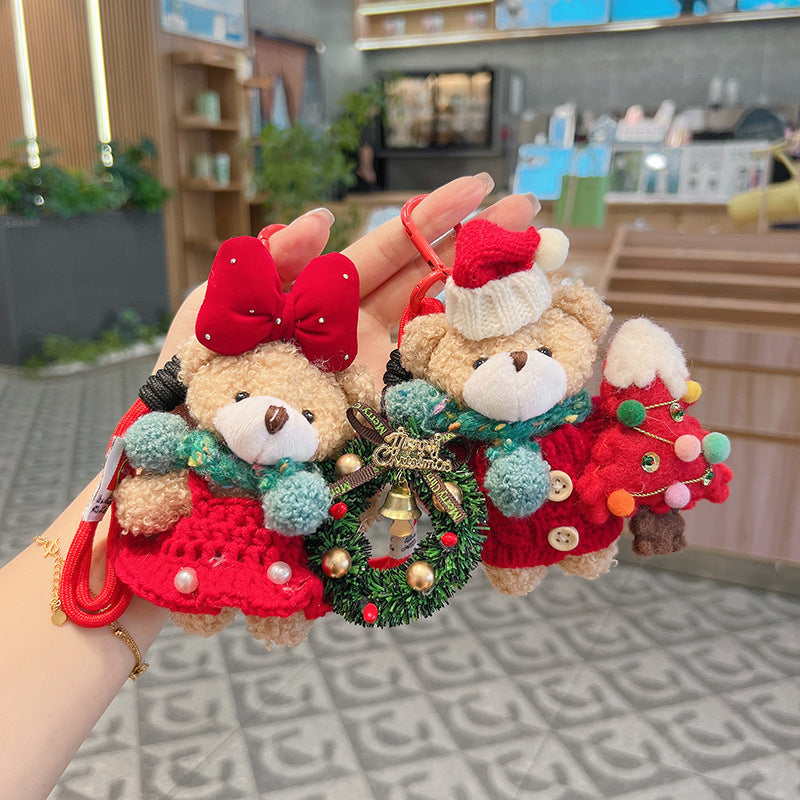 Cute Cartoon Scarf Plush Bear Keychain