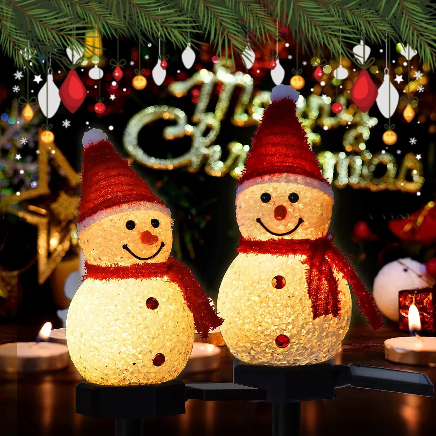 Outdoor Solar Led Snowman Garden Stake