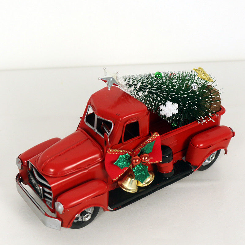 Retro Metal Red Christmas Truck Ornament