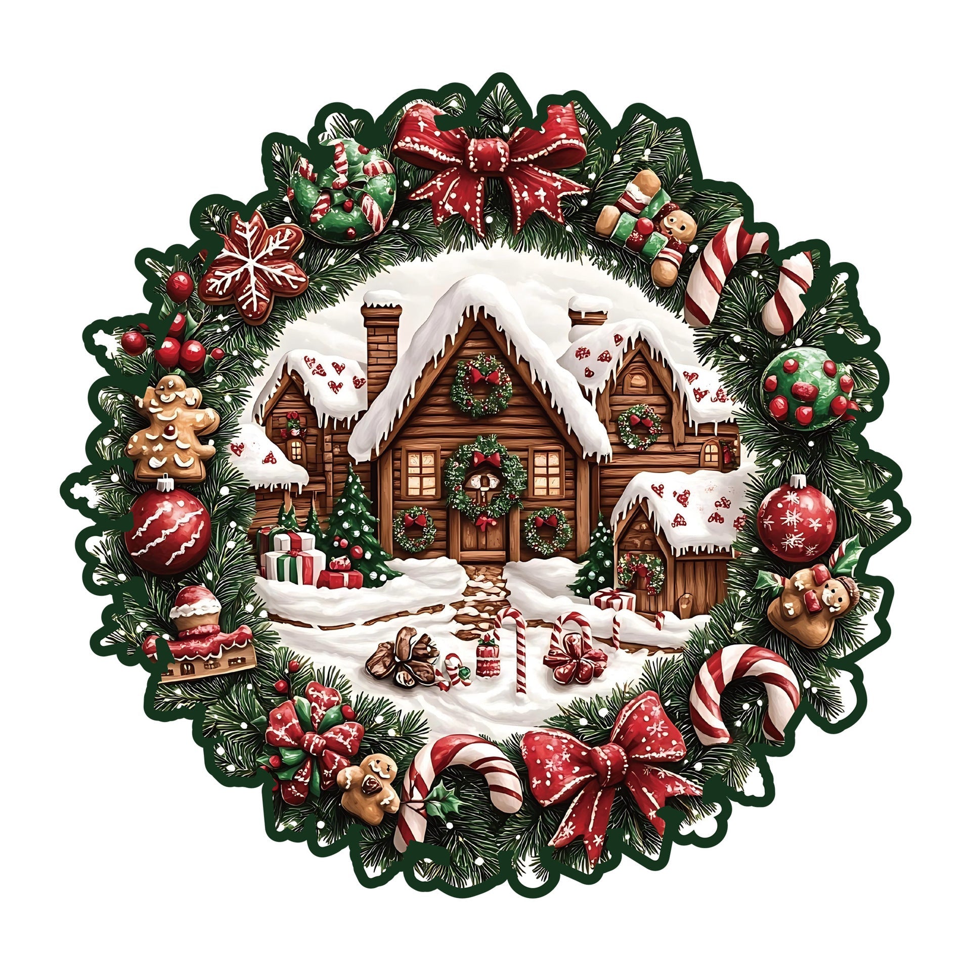 Wooden Irregular Christmas Wreath Piggy Bank Puzzle