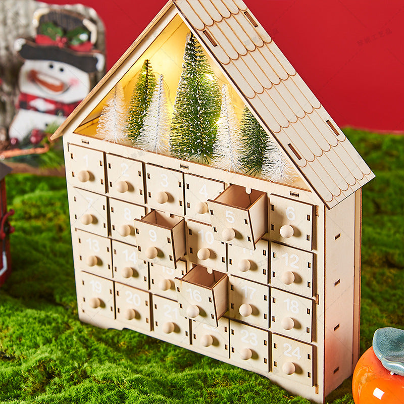 Wooden Led Light Up Christmas Advent Calendar