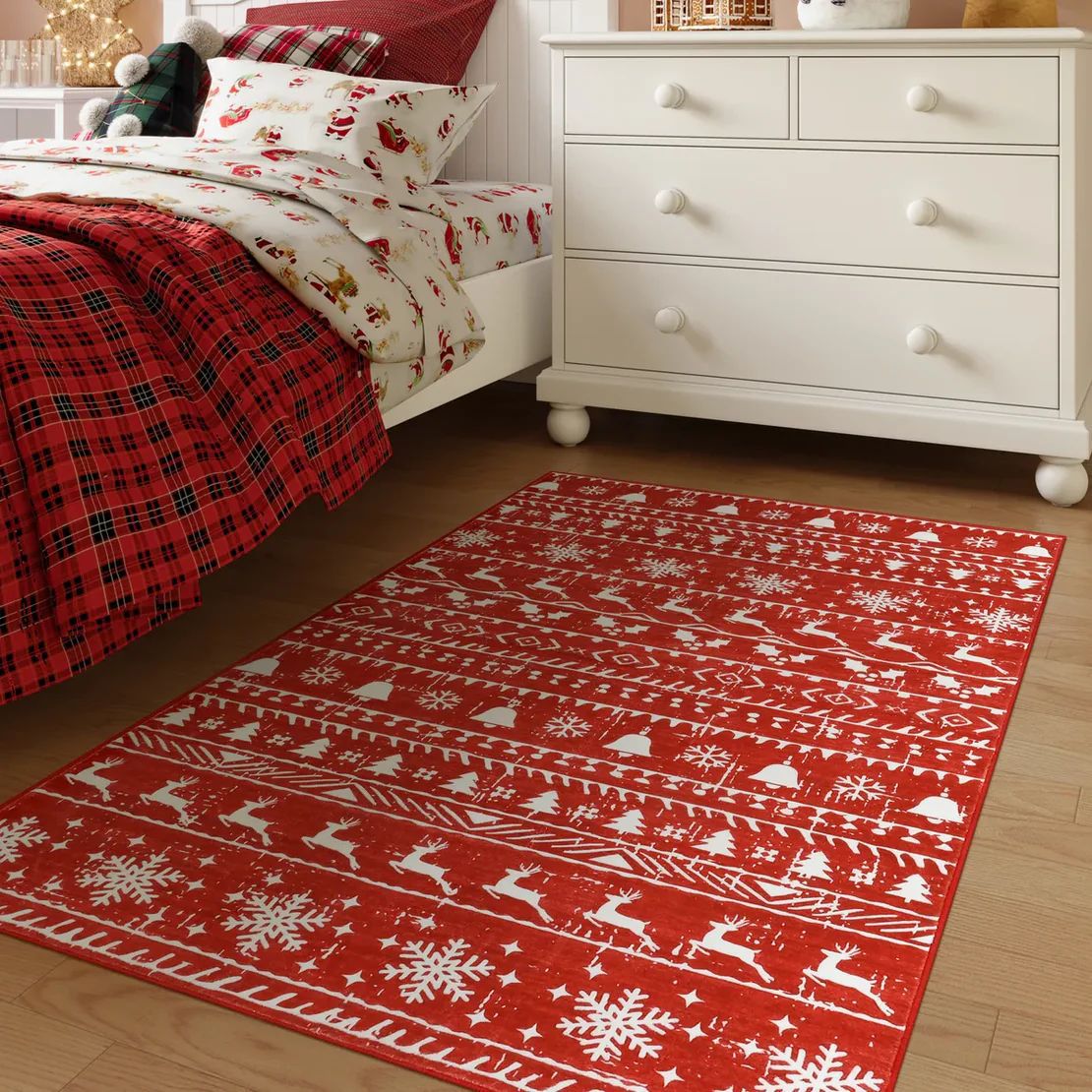 Maliben | Christmas Rug - Crystal Velvet Living Room Bedroom Non-Slip And Stain-Resistant Rug