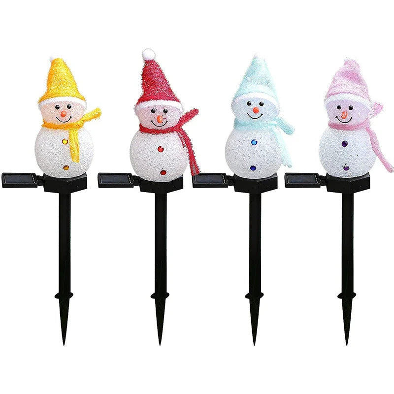 Outdoor Solar Led Snowman Garden Stake