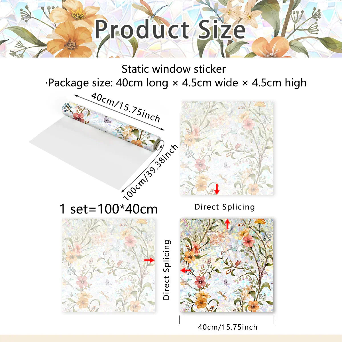 Maliben | 💐 Colorful Floral Bouquet Window Sticker 🖼️ (Removable Without Leaving Marks)