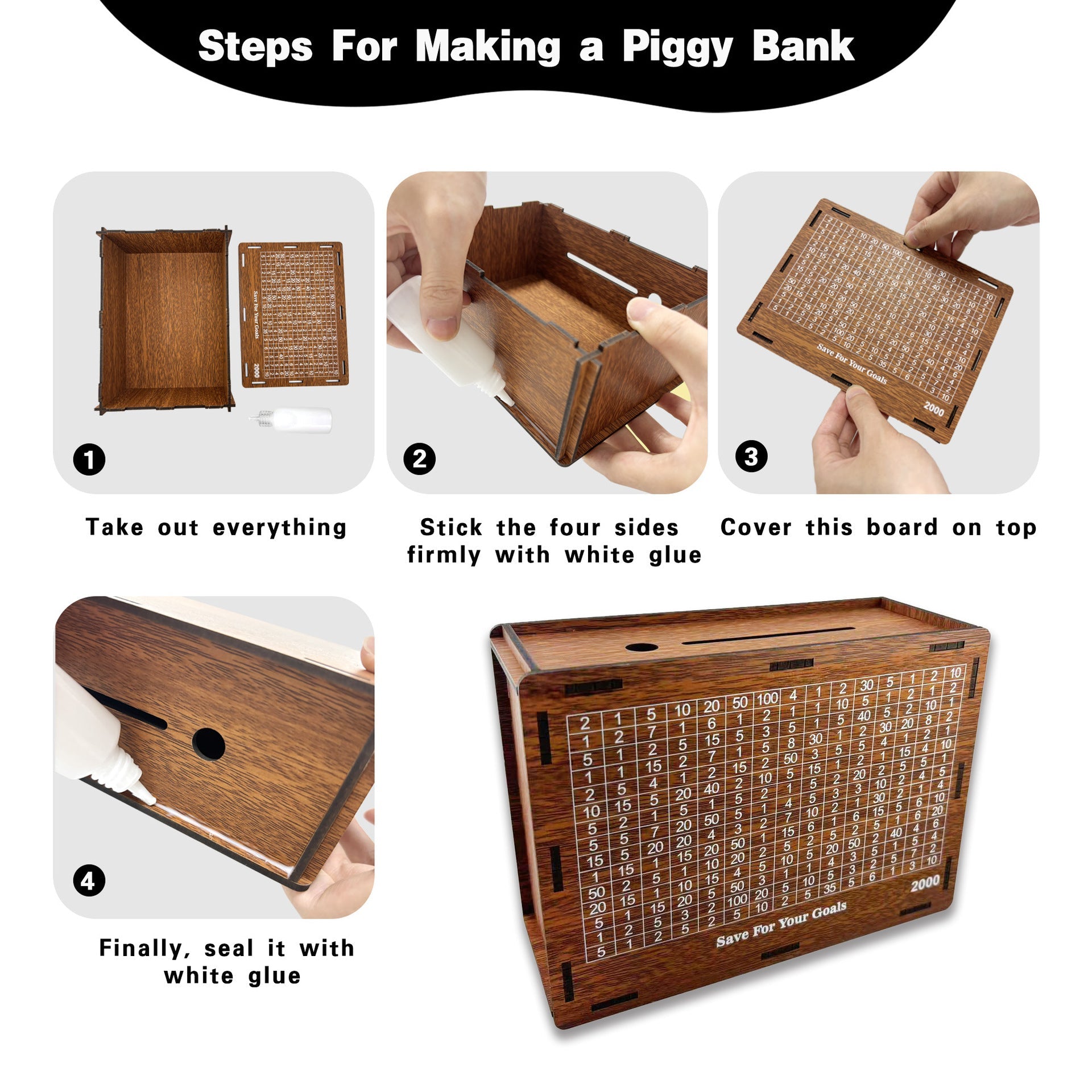 Wooden Irregular Christmas Wreath Piggy Bank Puzzle