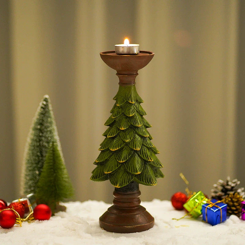 Green Cedar Christmas Tree Candle Holder Ornament