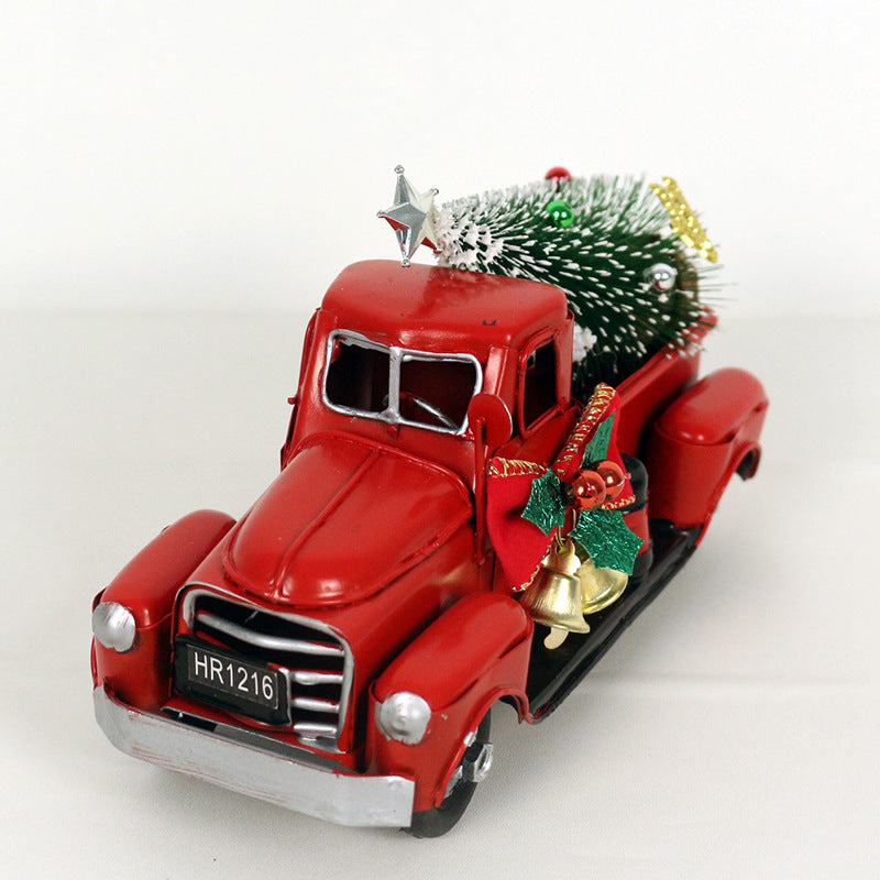 Retro Metal Red Christmas Truck Ornament