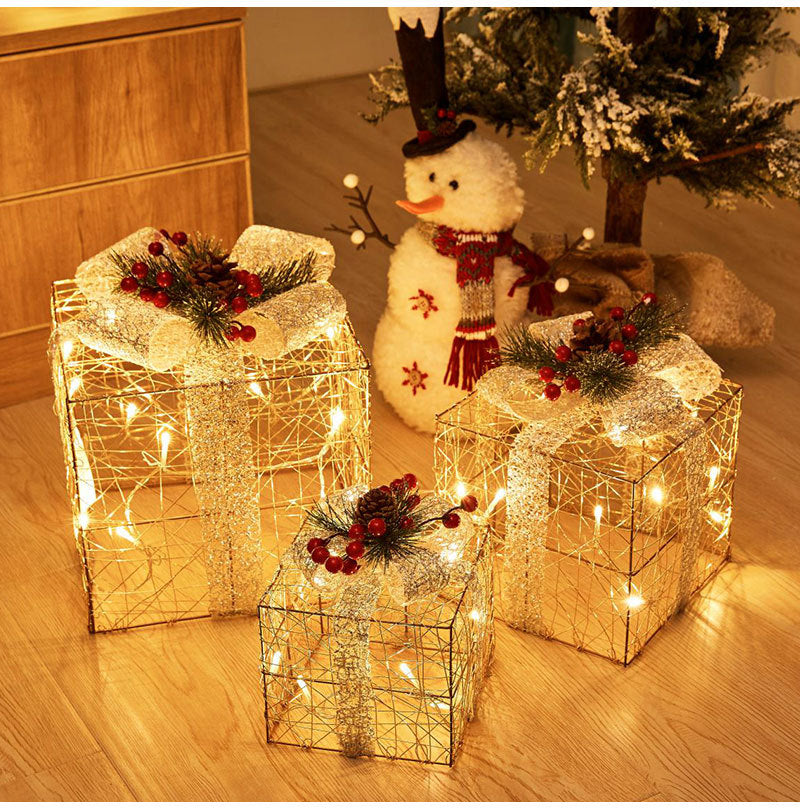 Christmas Glowing Iron Art Deer Sleigh Ornament