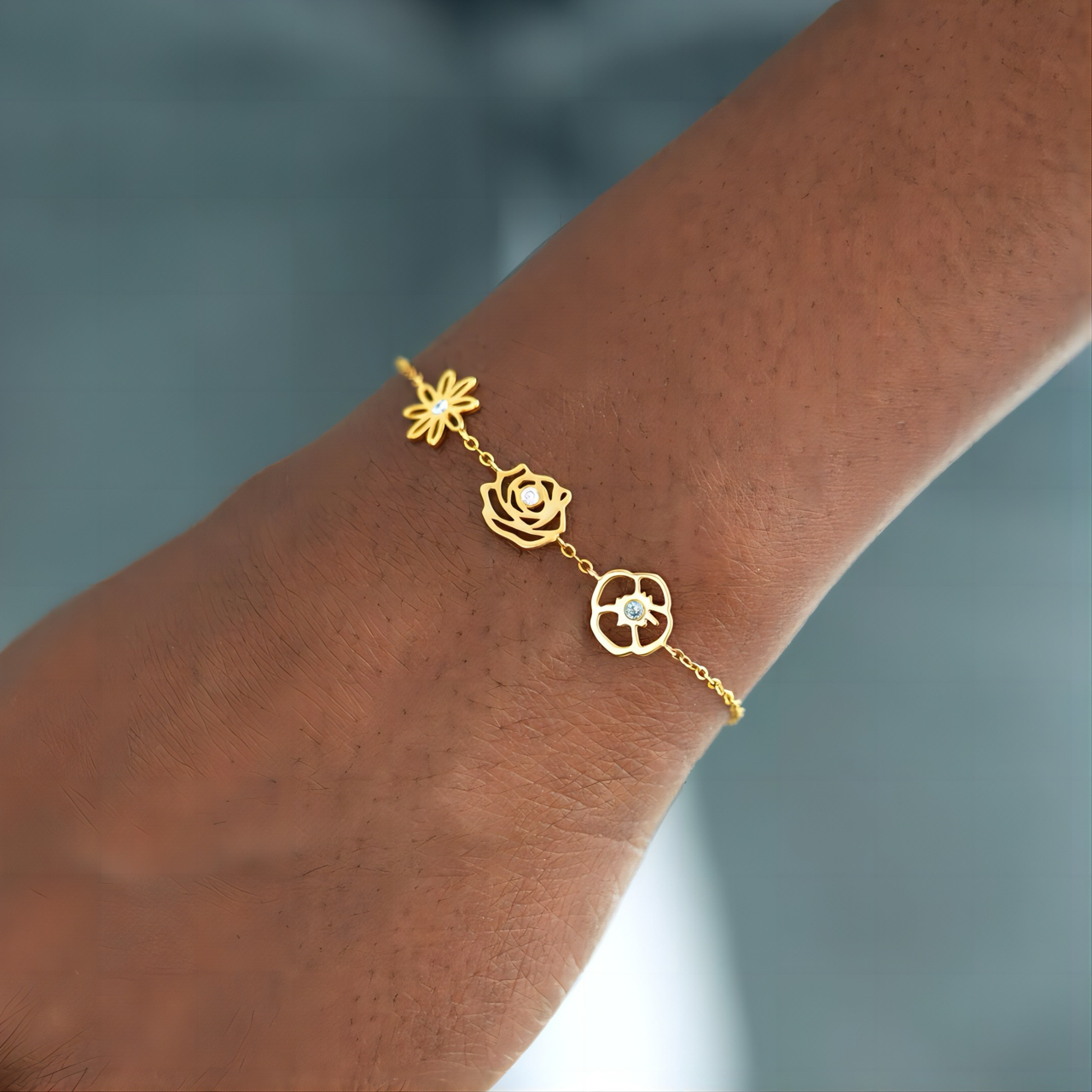 Maliben | Dainty Birth Flower & Birthstone Bracelet
