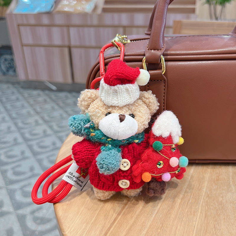 Cute Cartoon Scarf Plush Bear Keychain