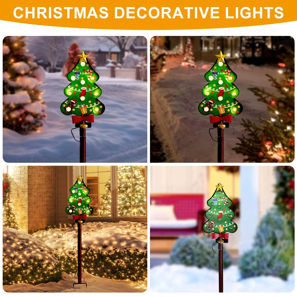 Christmas Iron Art Solar Outdoor Lawn Stake