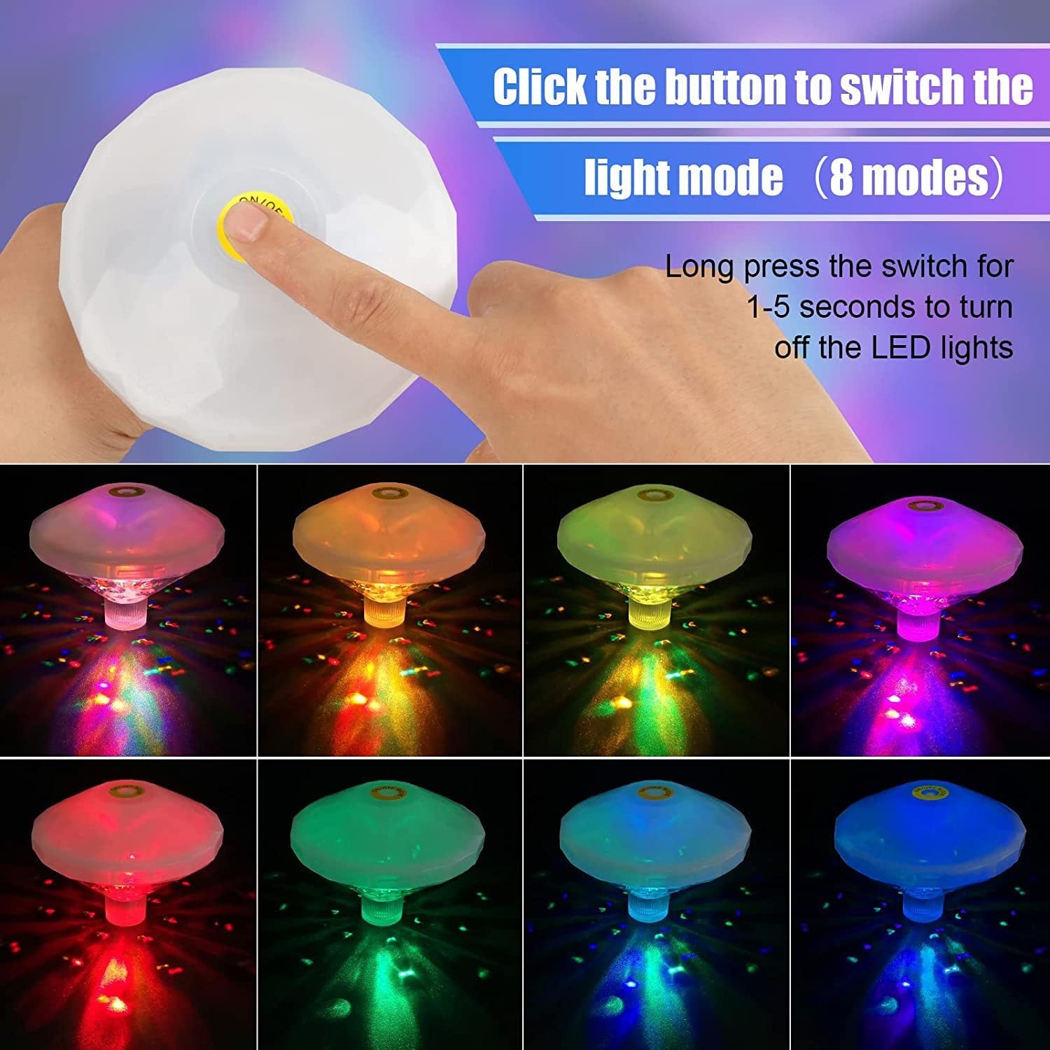 Outdoor Led Waterproof Diamond Pool Light Floating Decor