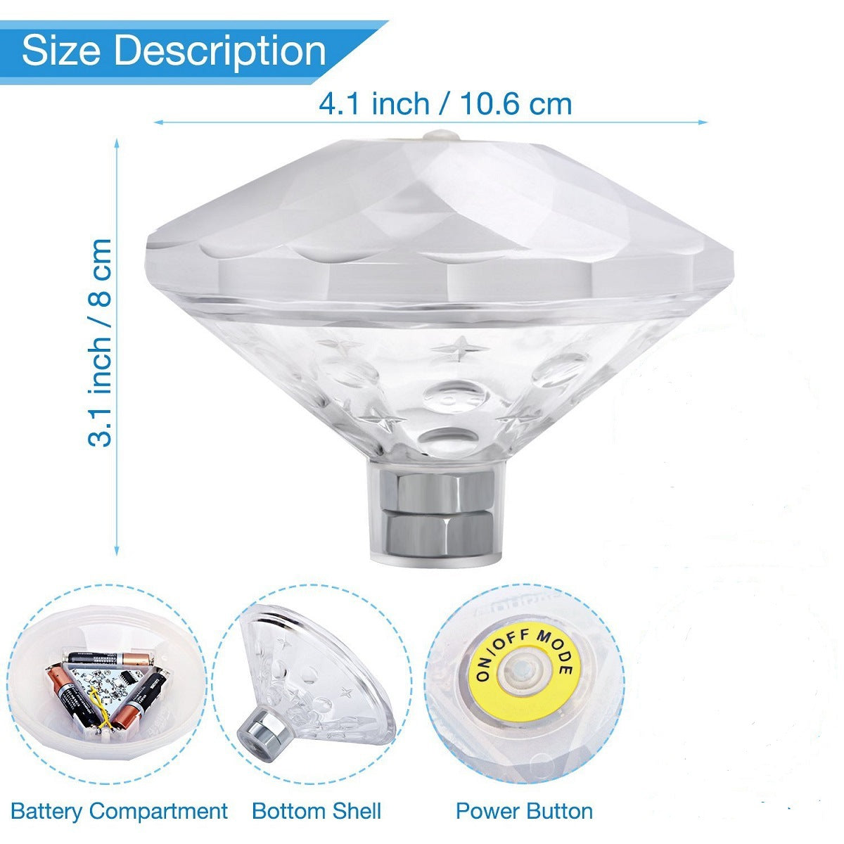Outdoor Led Waterproof Diamond Pool Light Floating Decor