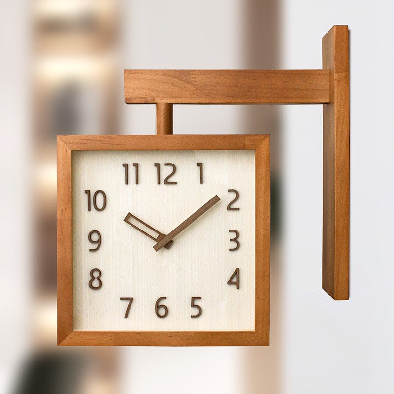 Maliben | Wall-Corner-Two-Sided Wood-Analog-Clock
