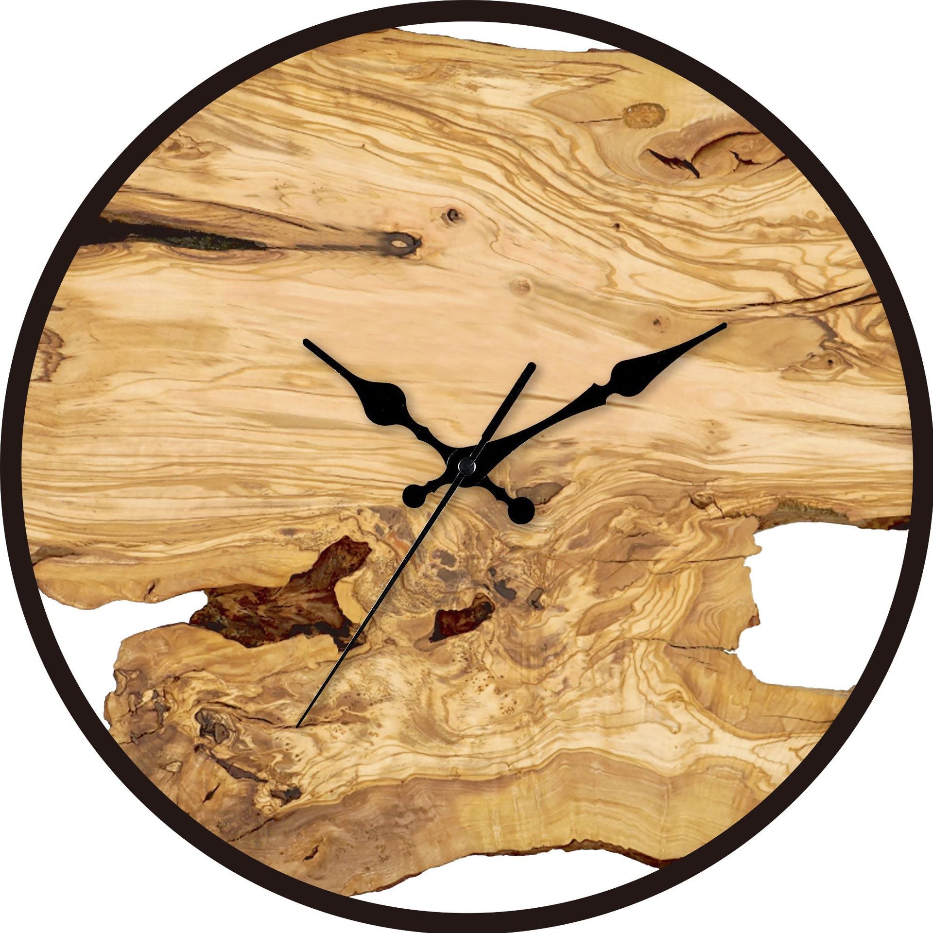 Maliben | Wood imitation acrylic silent wall clock for the living room 30 cm