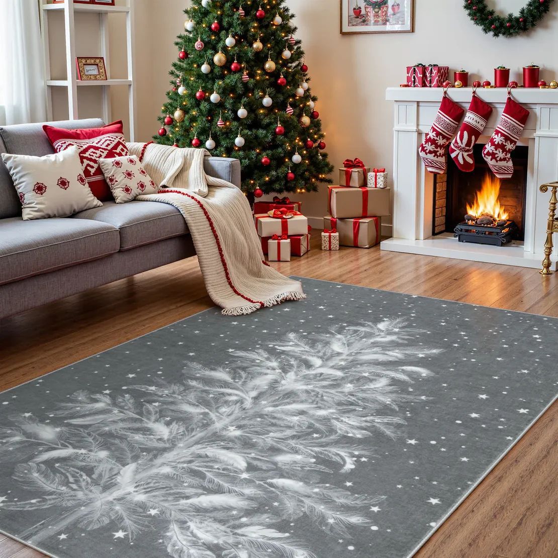 Maliben | Christmas Rug - Crystal Velvet Living Room Bedroom Non-Slip And Stain-Resistant Rug