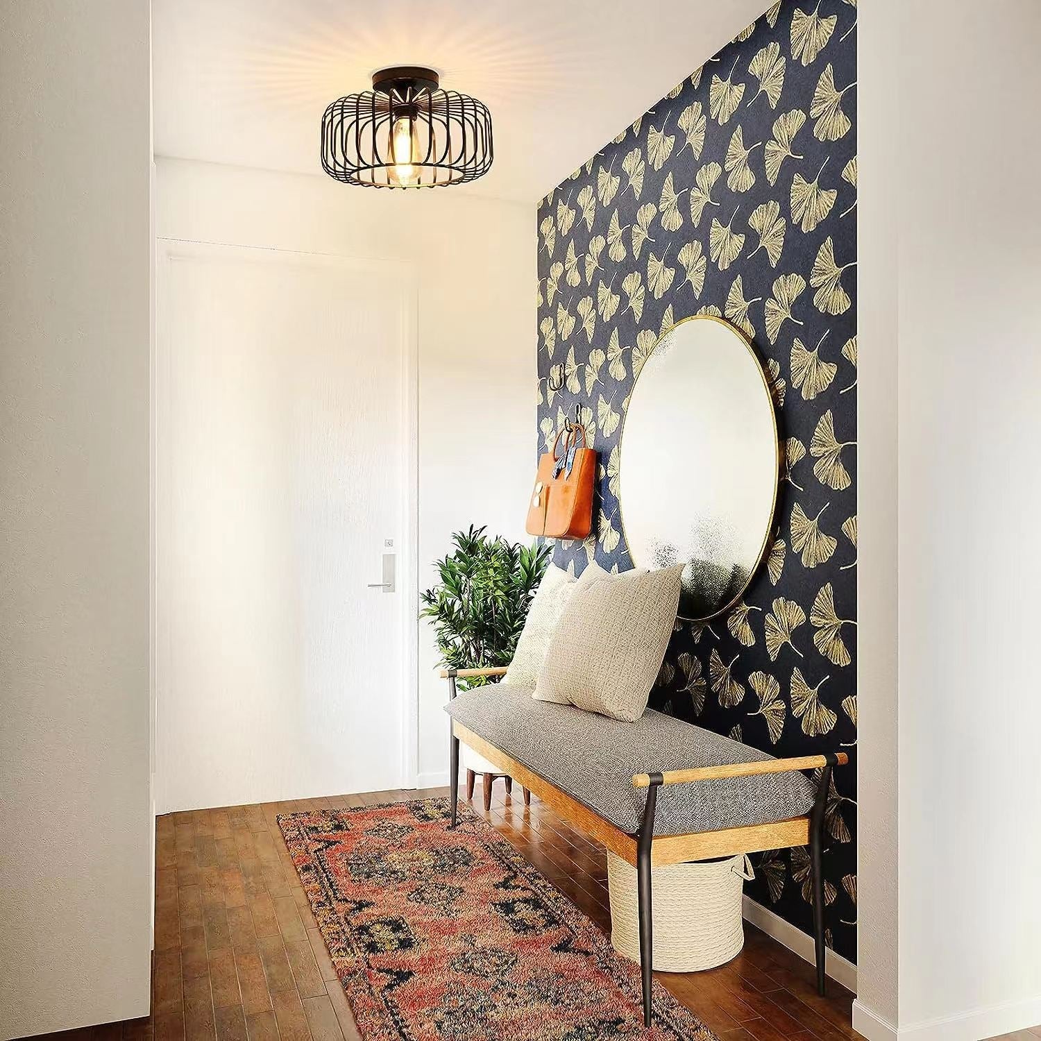 Maliben | Modern Industrial Birdcage Ceiling Lamp Black