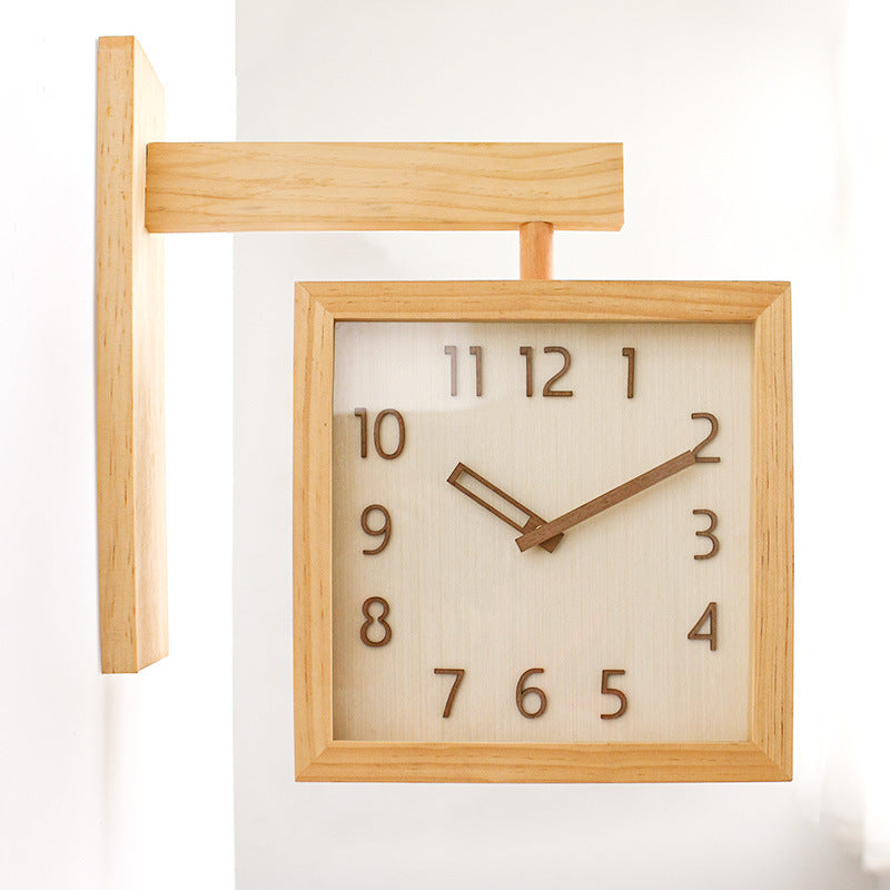 Maliben | Wall-Corner-Two-Sided Wood-Analog-Clock