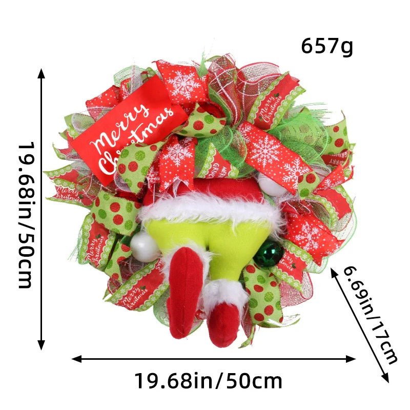 Grinch Leg Christmas Wreath Door Hanging Ornament