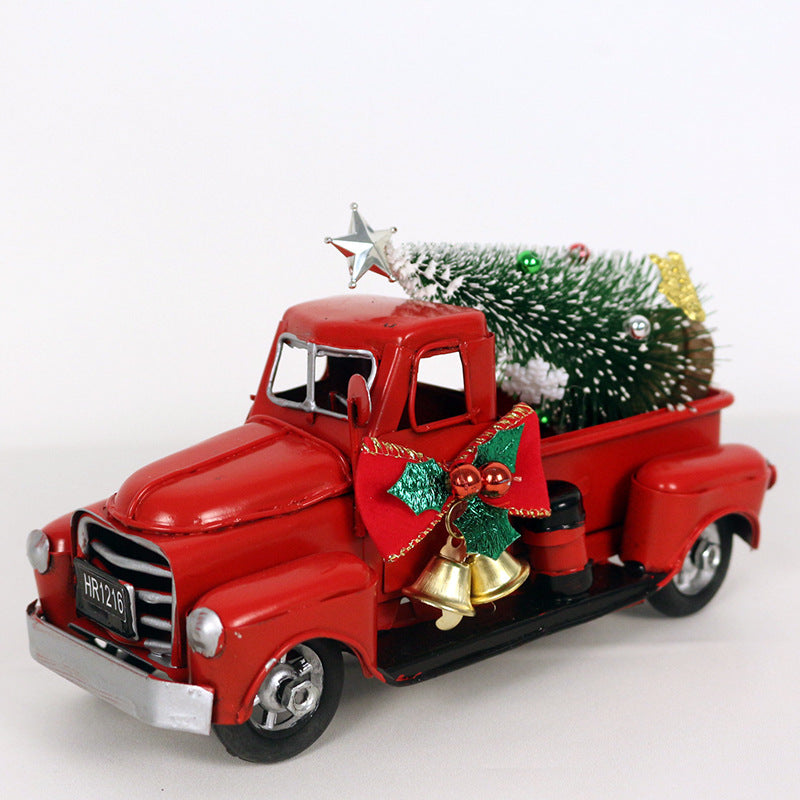 Retro Metal Red Christmas Truck Ornament