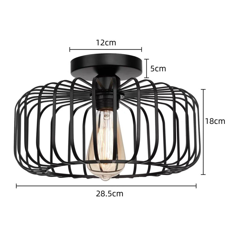 Maliben | Modern Industrial Birdcage Ceiling Lamp Black