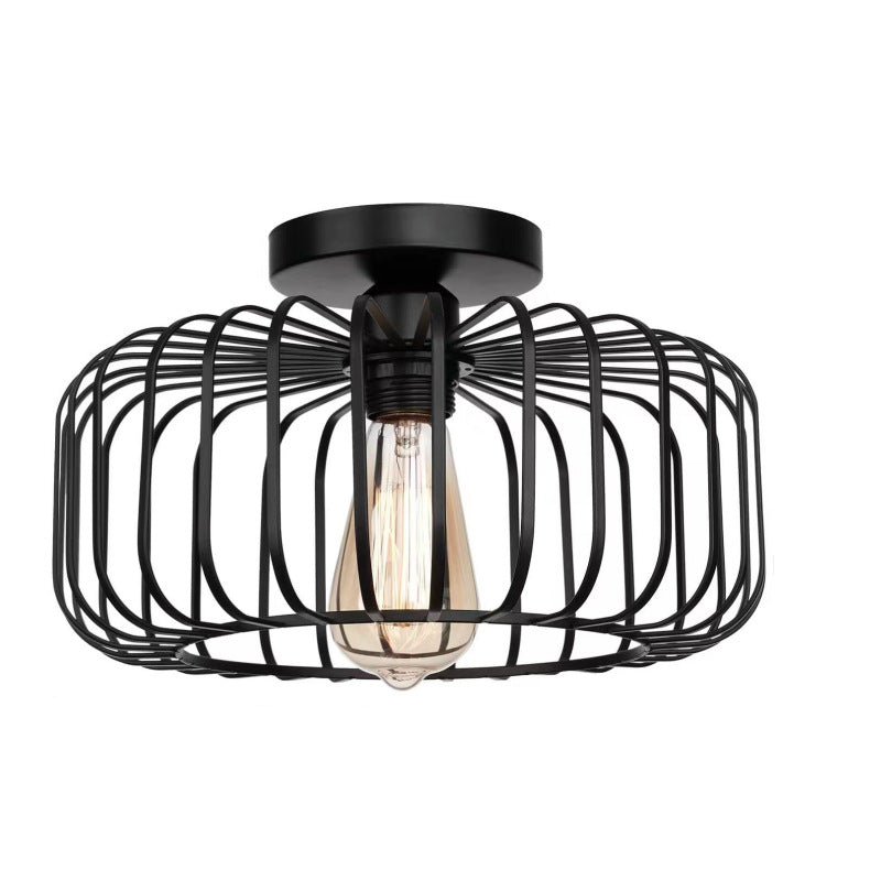 Maliben | Modern Industrial Birdcage Ceiling Lamp Black