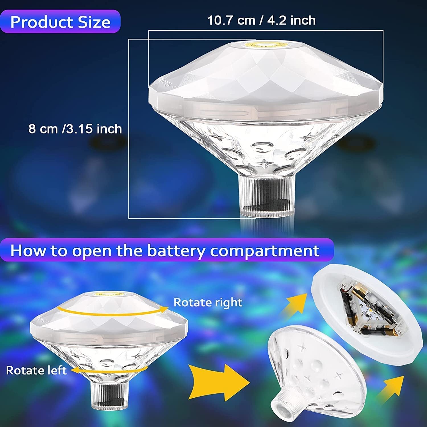 Outdoor Led Waterproof Diamond Pool Light Floating Decor