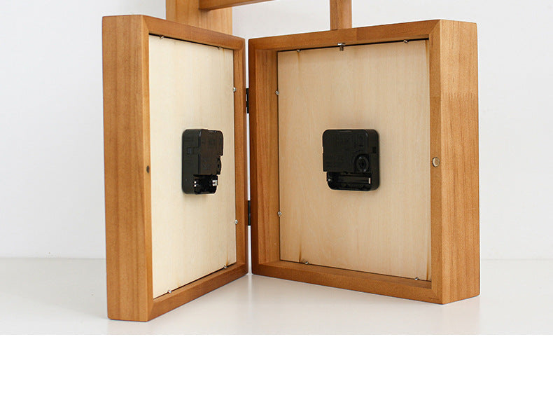 Maliben | Wall-Corner-Two-Sided Wood-Analog-Clock