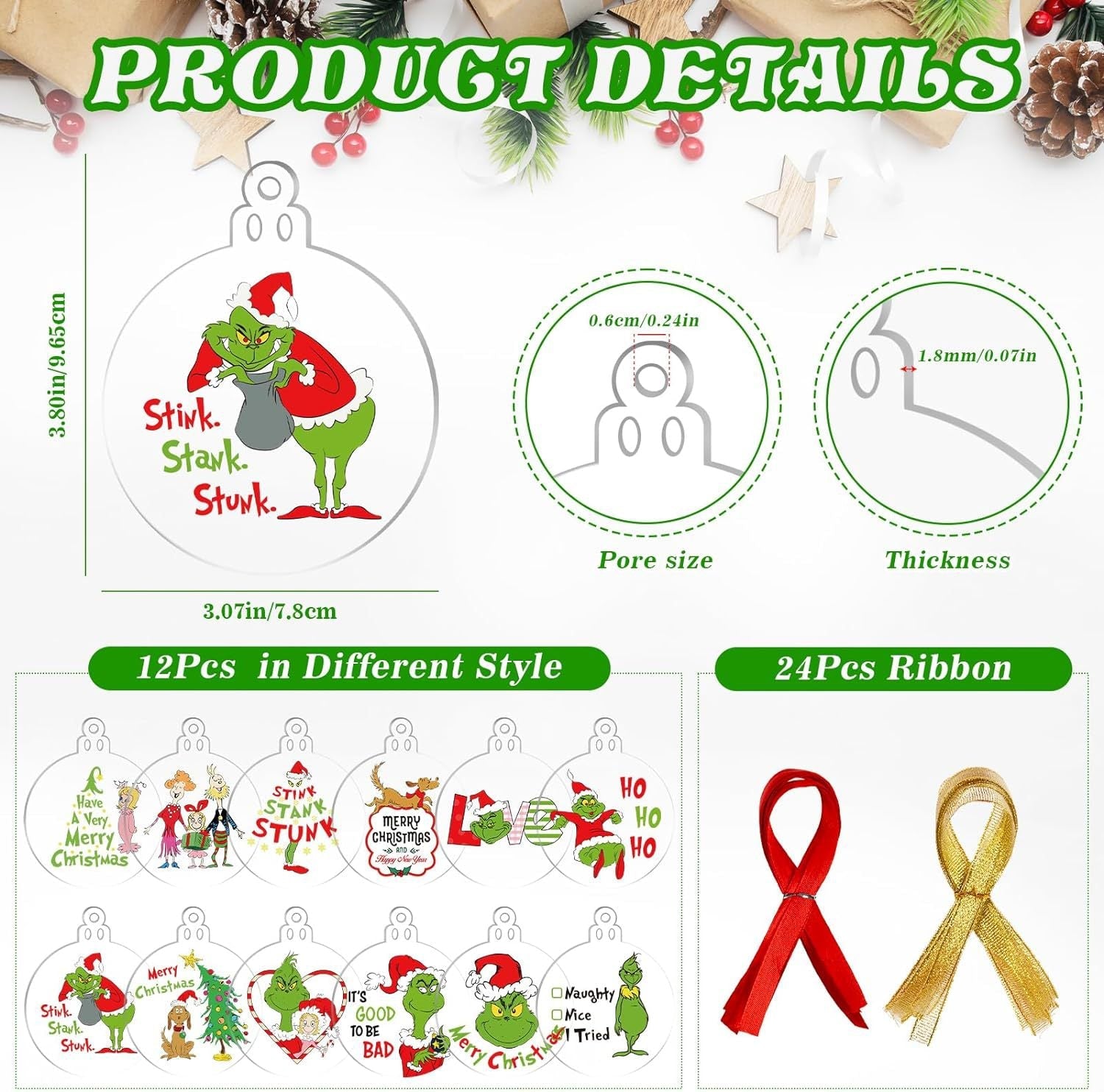 Grinch Acrylic Christmas Tree Ornament