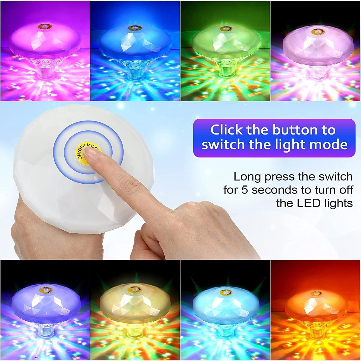 Outdoor Led Waterproof Diamond Pool Light Floating Decor