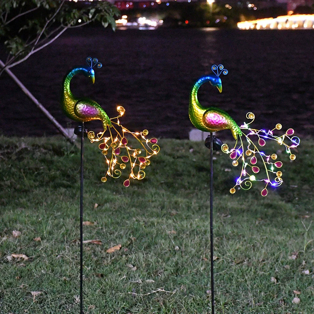 Solar Peacock Garden Light, Iron Art Yard Decoration